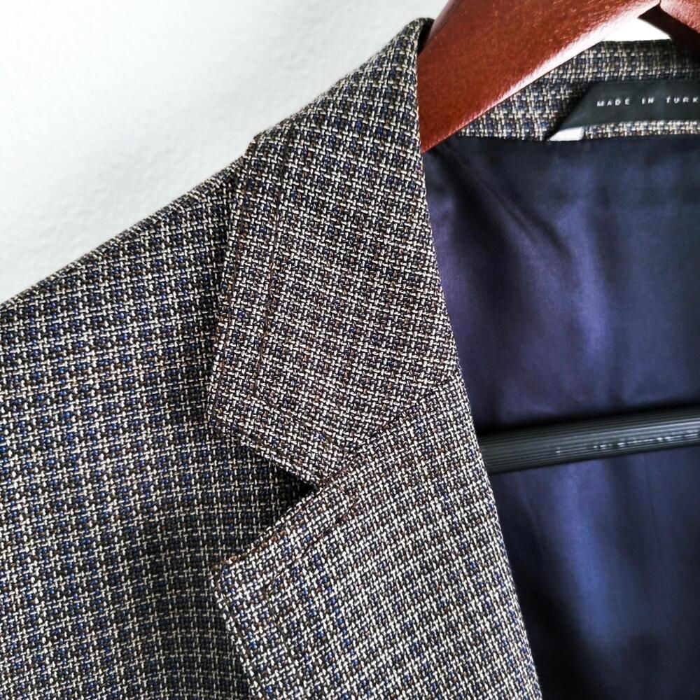 NEW Hugo Boss Blazer Halowon Slim Cross Stitch Italian Wool Gray Blue 40 - Picture 8 of 9